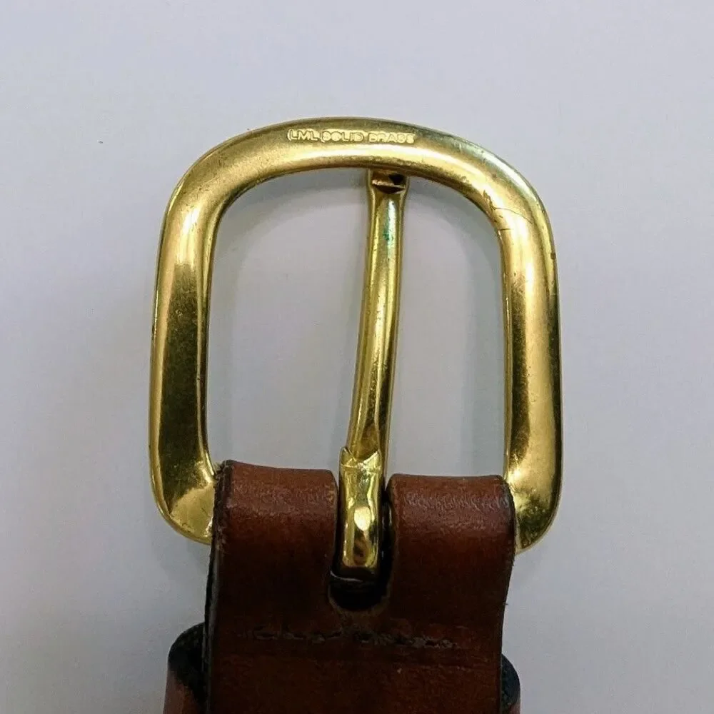Vintage Leather Man Hand Made Essex CT Mahi Mahi Fish Belt Brass Buckle Size 46
